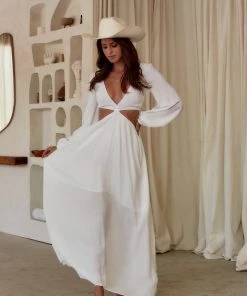 EDIT BY NINE CLOTHING Reina White Cutout Maxi Dress