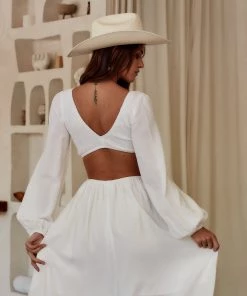 EDIT BY NINE CLOTHING Reina White Cutout Maxi Dress