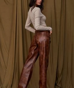 ET CLET Maeve Brown Leather Pants