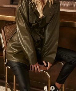 Bailey Rose CLOTHING Lotus Olive Vegan Leather Jacket