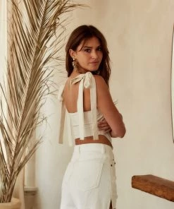 THE FREE YOGA Sanne Ivory Bow Tank Top