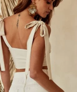 THE FREE YOGA Sanne Ivory Bow Tank Top