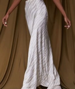 BAILEY ROSE CLOTHING Scarlett Stripped Satin Midi Skirt