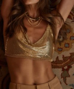 Modern Bridge International Co,Ltd. FLAT/RM B 3/F WING CHEONG COMM BLDG 19-25 JERVOIS STREET SHEUNG WAN HKWINK Selena Gold Crop Top CLOTHING