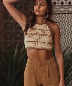 BEIGE BOTANY CLOTHING Silvana Crochet Halter Top
