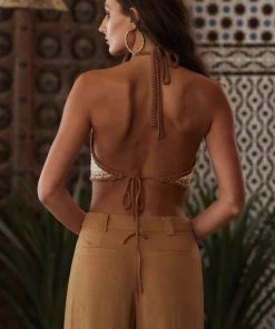 BEIGE BOTANY CLOTHING Silvana Crochet Halter Top