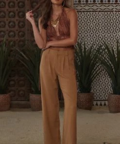 CLOUD TEN Little Secrets Mocha Linen Trousers