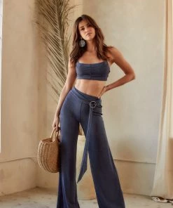 AFTER STITCH Tiki Navy Crop Top CLOTHING