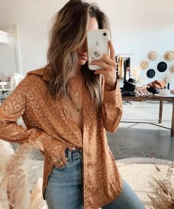 ACOA CLOTHING Gold Rush Gold Leopard Blouse