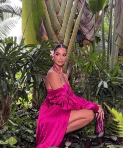 ACOA Unstoppable Fuchsia Satin Dress CLOTHING