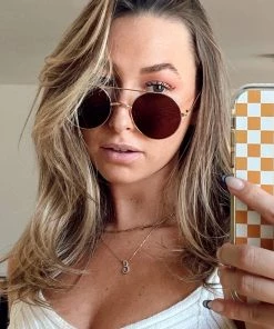 ARTINI ACCESSORIES Cali Brown And Gold Round Sunglasses