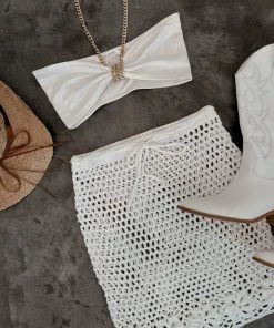 Emory Park Carried Away Ivory Crochet Skirt CLOTHING