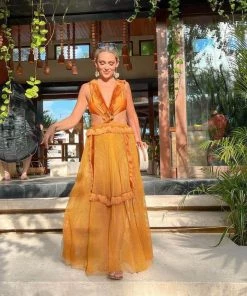 LUXXEL Helena Poppy Maxi Dress