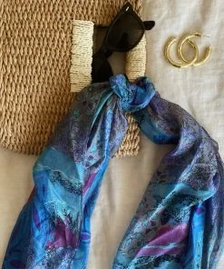 KARMA HIGHWAY Penelope Blue Floral Silk Scarf