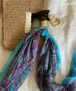 KARMA HIGHWAY New Arrivals Penelope Blue And Purple Silk Scarf