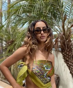 KARMA HIGHWAY New Arrivals Penelope Green Peacock Silk Scarf