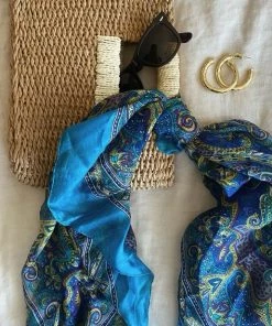 KARMA HIGHWAY Penelope Blue Paisley Silk Scarf