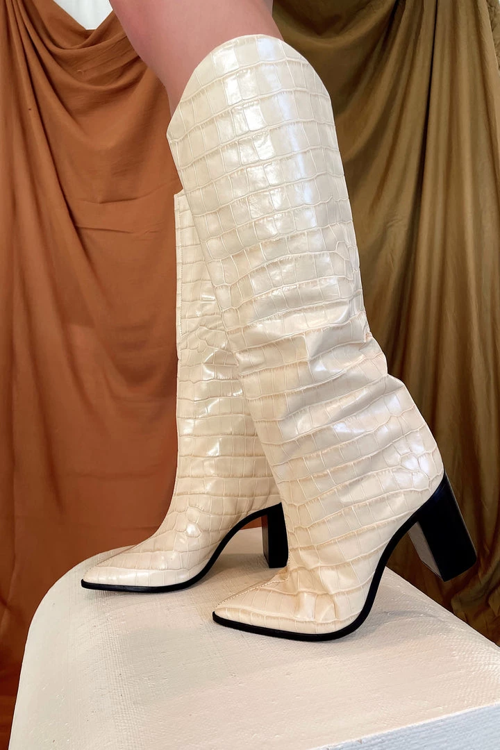 New Arrivals SCHUTZ Analeah Egg Shell Croc Boot 4 New Arrivals SCHUTZ Analeah Egg Shell Croc Boot