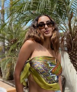 KARMA HIGHWAY New Arrivals Penelope Green Peacock Silk Scarf