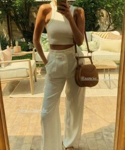 ET CLET Jaxon White Wide Leg Trousers CLOTHING