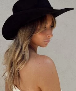 FAME Laney Black Suede Cowboy Hat