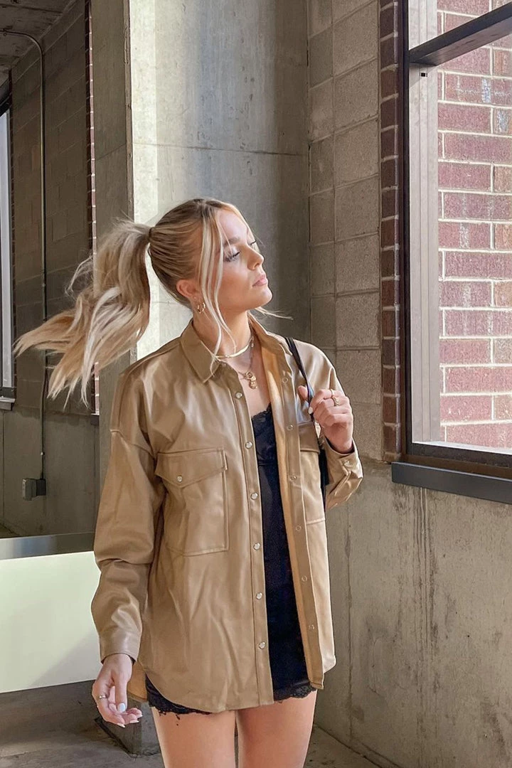 ACOA Owen Nude Vegan Leather Shirt Jacket 7 ACOA Owen Nude Vegan Leather Shirt Jacket