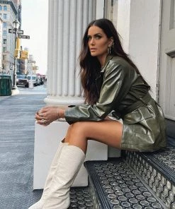 Bailey Rose CLOTHING Lotus Olive Vegan Leather Jacket