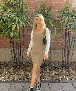 HEY BABE Gemma Olive Midi Dress CLOTHING