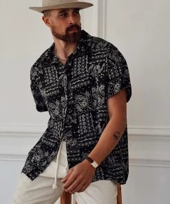 Emory Park Vaughn Black Bandana Camp Shirt CLOTHING 19 Emory Park Vaughn Black Bandana Camp Shirt CLOTHING