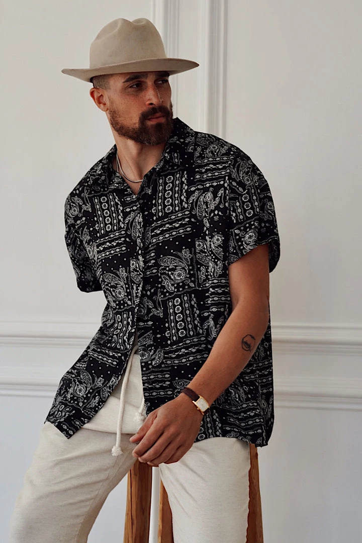 Emory Park Vaughn Black Bandana Camp Shirt CLOTHING 6 Emory Park Vaughn Black Bandana Camp Shirt CLOTHING