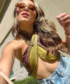 KARMA HIGHWAY New Arrivals Penelope Green Paisley Silk Scarf