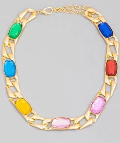 FAME New Arrivals Mystique Jeweled Oval Chain Necklace