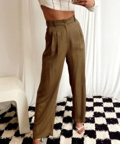 ET CLET Jaxon Olive Wide Leg Trousers CLOTHING