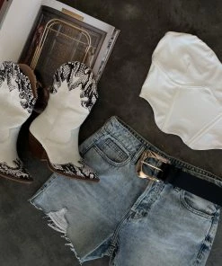 A Rider Girl Stellar White Snakeskin Cowboy Boot