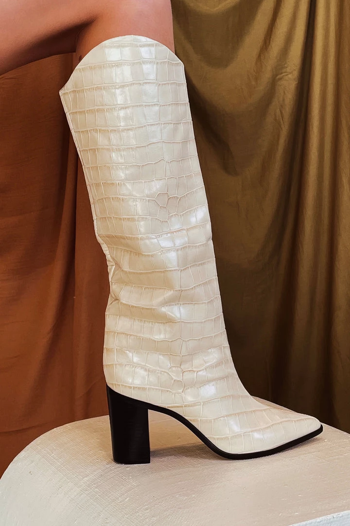 New Arrivals SCHUTZ Analeah Egg Shell Croc Boot 3 New Arrivals SCHUTZ Analeah Egg Shell Croc Boot