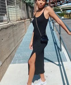 HEY BABE Gemma Black Midi Dress