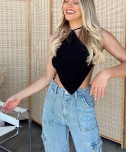 CLOUD TEN Endless Nights Black Halter Top