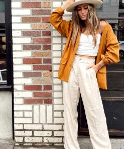 ET CLET Jaxon Cream Wide Leg Trousers CLOTHING