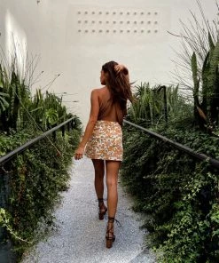 AFTER STITCH Barbados Pecan Drape Halter Top