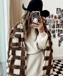 HYFVE Captivate Camel Plaid Shacket CLOTHING