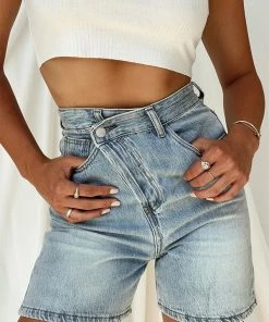 WINK Dylan Light Blue Asymmetrical Denim Shorts 17 WINK Dylan Light Blue Asymmetrical Denim Shorts
