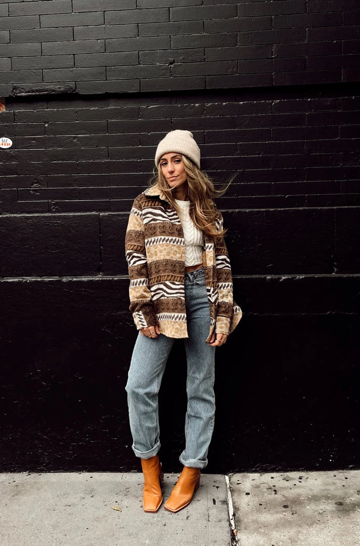 BLUE B Mohegan Brown Striped Shacket 4 BLUE B Mohegan Brown Striped Shacket