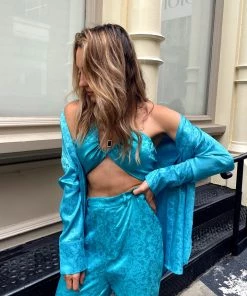 ACOA St. Barths Aqua Jacquard Pants CLOTHING