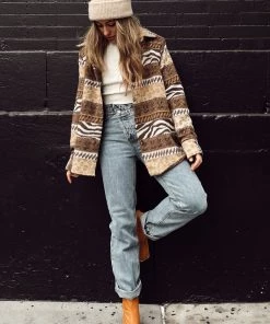 BLUE B Mohegan Brown Striped Shacket