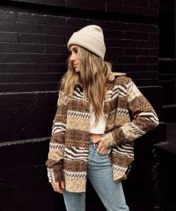 BLUE B Mohegan Brown Striped Shacket 8 BLUE B Mohegan Brown Striped Shacket