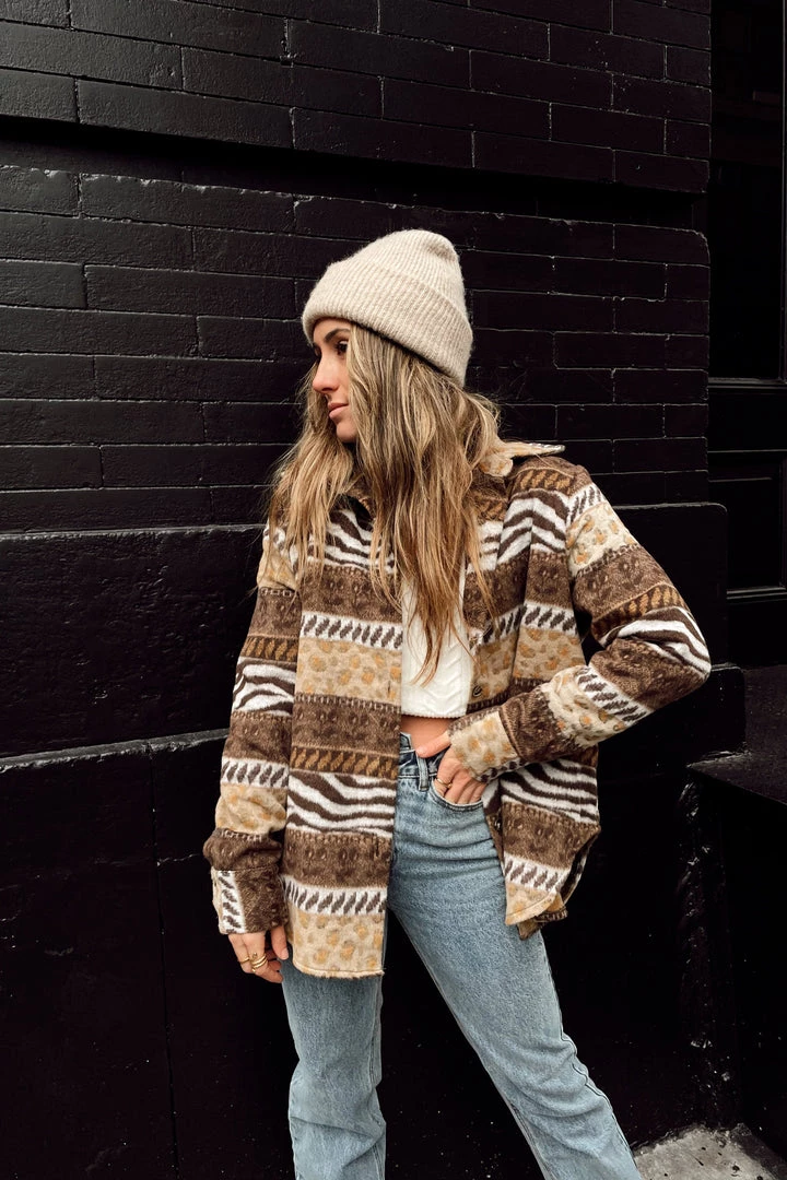 BLUE B Mohegan Brown Striped Shacket 5 BLUE B Mohegan Brown Striped Shacket