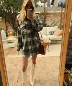 ACOA CLOTHING Robbie Green Plaid Mini Dress