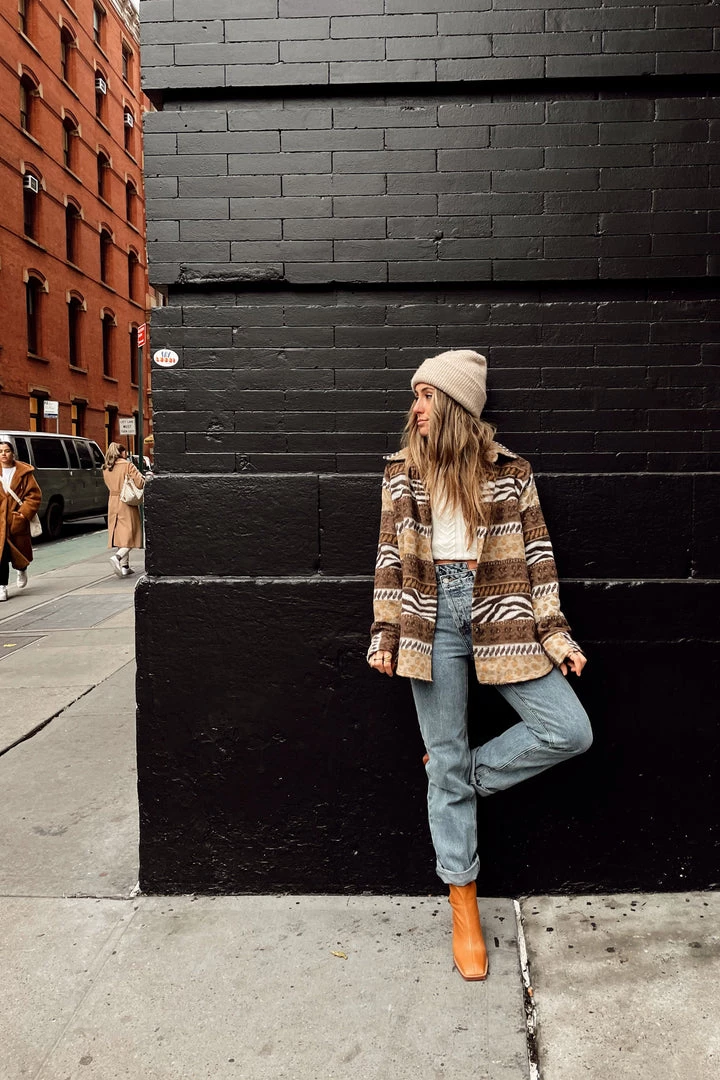 BLUE B Mohegan Brown Striped Shacket 6 BLUE B Mohegan Brown Striped Shacket