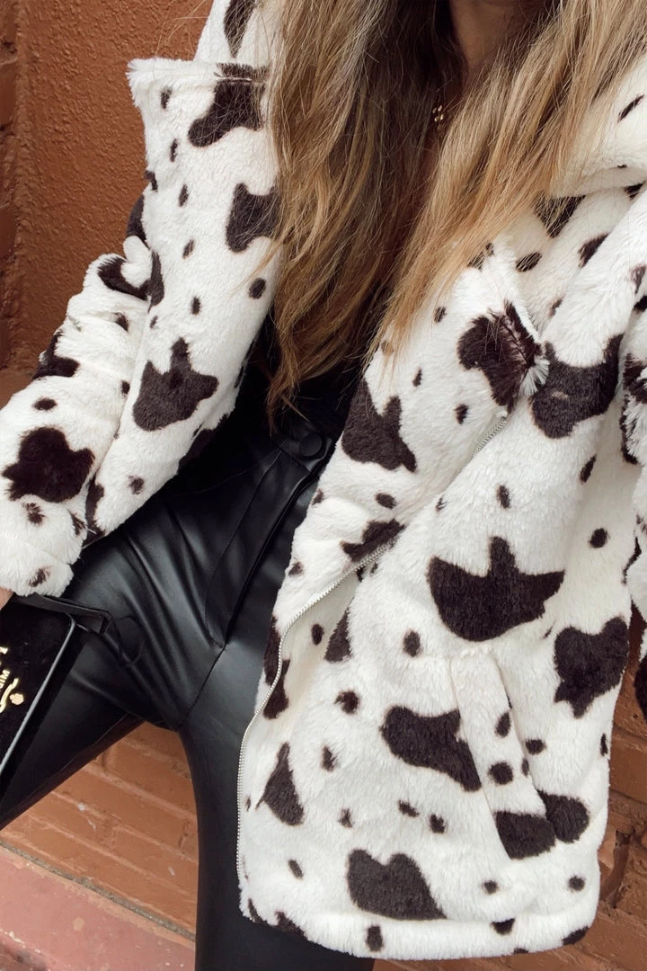 LE LIS Estella Spotted Faux Fur Jacket CLOTHING 4 LE LIS Estella Spotted Faux Fur Jacket CLOTHING