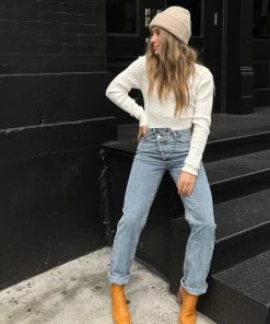 WINK Date Night White Cable Knit Sweater